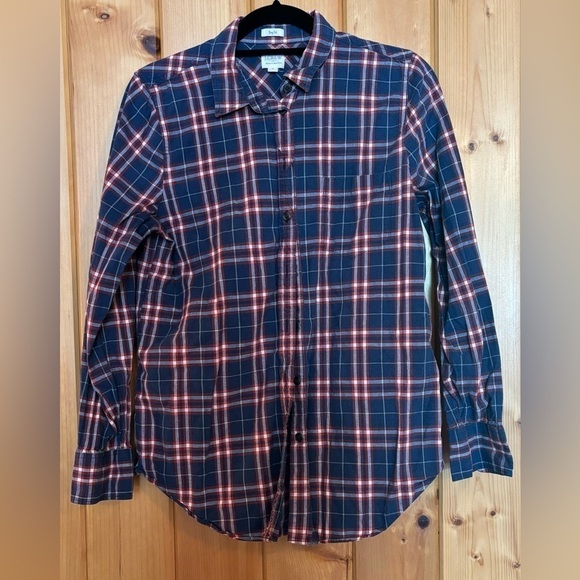 J.CREW Women's Boy Fit Plaid Button-Down Long Sleeve Shirt- Size Medium - Picture 1 of 3